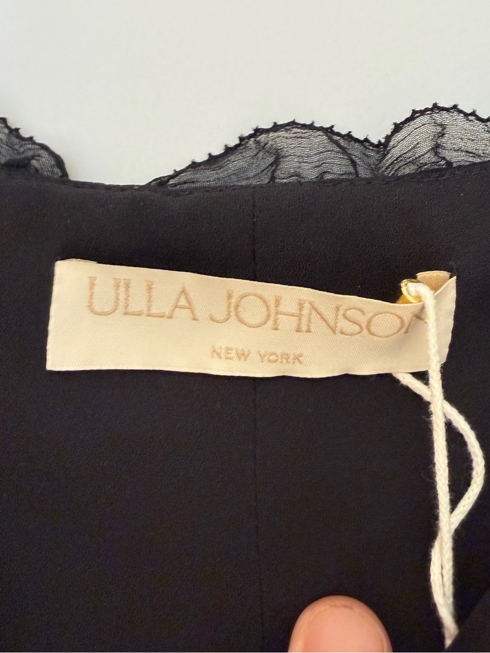 NWT ULLA JOHNSON Talitha ruffled silk chiffon Dress in Noir, Sz 6 - Picture 8 of 8